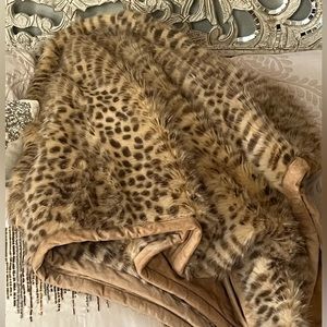 Animal print faux fur throw blanket